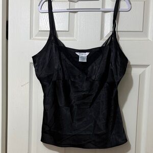 George Black Satin Camisole with V-Neck Straps